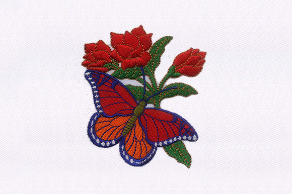 Butterfly Rose: A Charming Embroidery Design