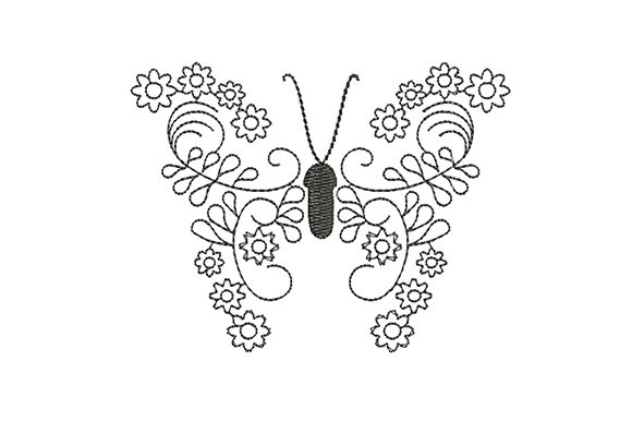 Butterfly Stylized Flowers: A Delicate Embroidery Design