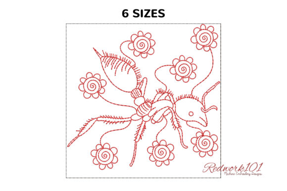 Fire Ant with Flowers: A Unique Embroidery Design