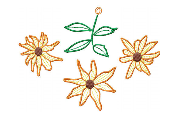 Fire Daisies: A Festive and Elegant Embroidery Design