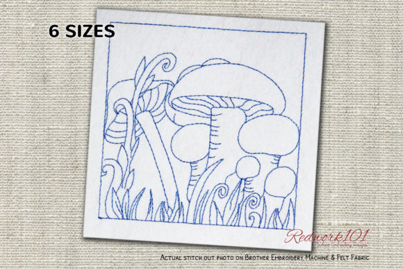 Mushroom Plant Redwork: A Charming Seasonal Design