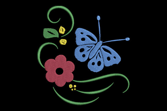 Red Flower and Blue Butterfly: A Spring Delight