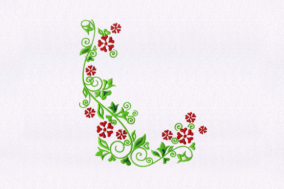 Red Flower Vines: A Charming Embroidery Design