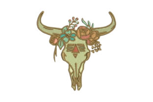 Skull with Flowers: A Unique Boho Embroidery Design