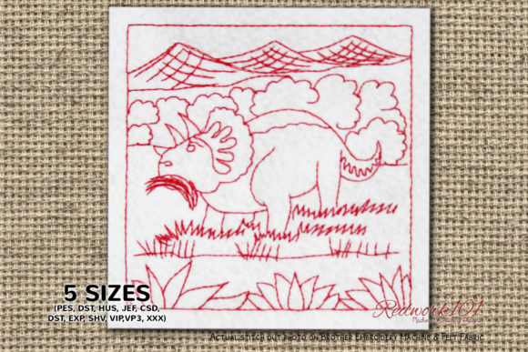 Triceratops Embroidery for Boutique Apparel