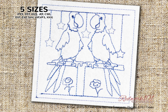 Two Pirate Parrots: A Charming Embroidery Design