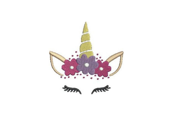 Unicorn Face with Flowers: A Magical Embroidery Design